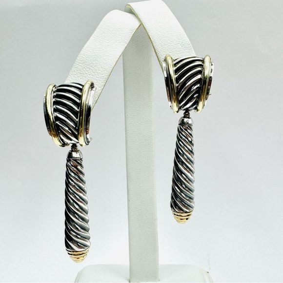 David Yurman Thoroughbred Drop Earrings With Gold